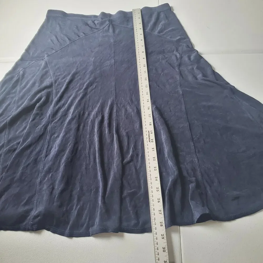 Coldwater Creek Skirt Womens XL Blue A-Line Jersey Midi Elastic Waist Made USA - Picture 5 of 7